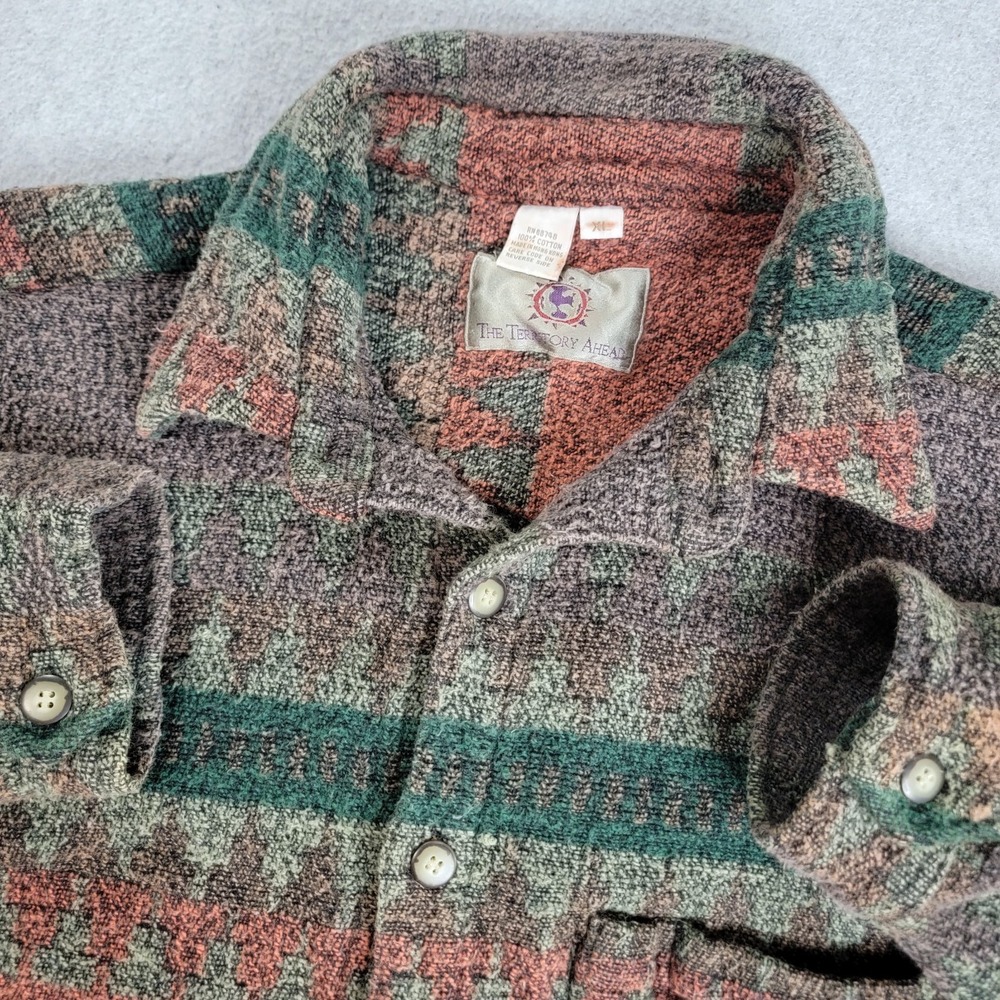 The Territory Ahead Blanket Shirt Men's XL Aztec Southwestern Heavweight Striped
